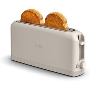 Bella Slim 2 Slice Toaster Long Slot Shade Control Removable Tray Oatmilk